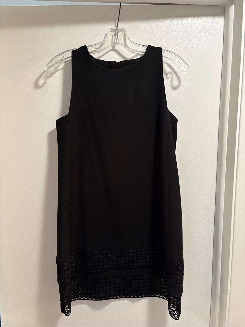 Banana Republic Black Sleeveless Mini Dress with Crochet Hem